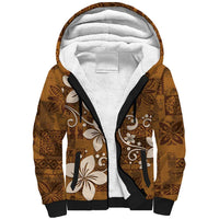 Plumeria Floral Tapa Pattern Vintage Gold Sherpa Hoodie