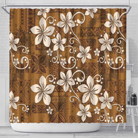 Plumeria Floral Tapa Pattern Vintage Gold Shower Curtain