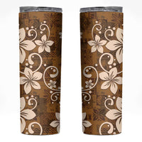Plumeria Floral Tapa Pattern Vintage Gold Skinny Tumbler