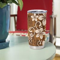 Plumeria Floral Tapa Pattern Vintage Gold Tumbler Cup