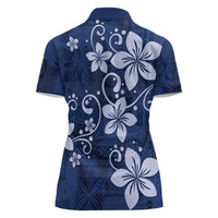 Plumeria Floral Tapa Pattern Navy Blue Women Polo Shirt LT01 - Polynesian Pride