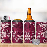 Plumeria Floral Tapa Pattern Ruby Pink 4 in 1 Can Cooler Tumbler