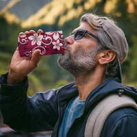 Plumeria Floral Tapa Pattern Ruby Pink 4 in 1 Can Cooler Tumbler