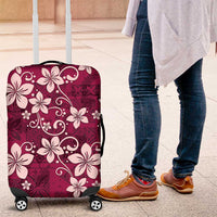 Plumeria Floral Tapa Pattern Ruby Pink Luggage Cover LT01 Pink - Polynesian Pride