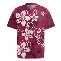 Plumeria Floral Tapa Pattern Ruby Pink Rugby Jersey