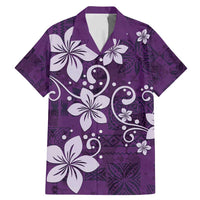 Plumeria Floral Tapa Pattern Amethyst Purple Family Matching Mermaid Dress and Hawaiian Shirt