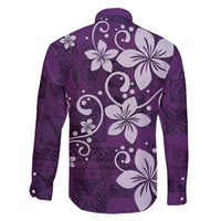 Plumeria Floral Tapa Pattern Amethyst Purple Family Matching Tank Maxi Dress and Hawaiian Shirt