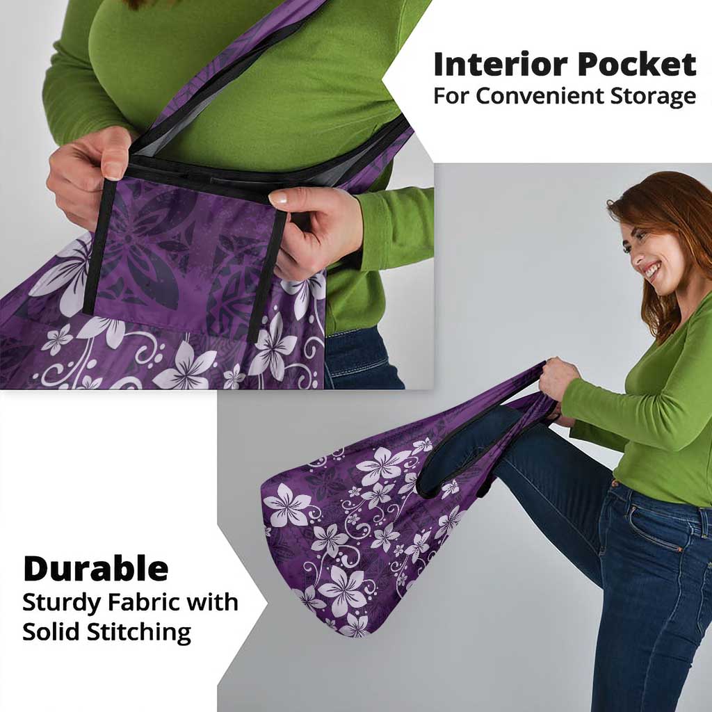 Plumeria Floral Tapa Pattern Amethyst Purple Grocery Bag