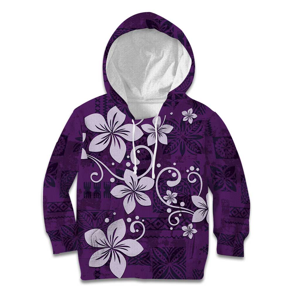 Plumeria Floral Tapa Pattern Amethyst Purple Kid Hoodie LT01 Hoodie Purple - Polynesian Pride