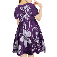 Plumeria Floral Tapa Pattern Amethyst Purple Kid Short Sleeve Dress LT01 - Polynesian Pride