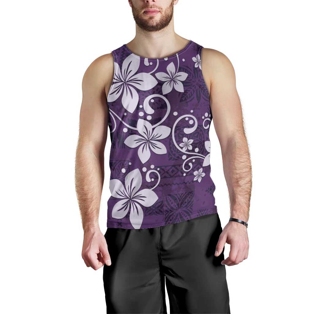 Plumeria Floral Tapa Pattern Amethyst Purple Men Tank Top