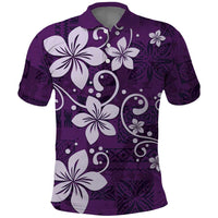 Plumeria Floral Tapa Pattern Amethyst Purple Polo Shirt LT01 Purple - Polynesian Pride