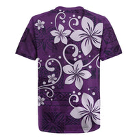 Plumeria Floral Tapa Pattern Amethyst Purple Rugby Jersey