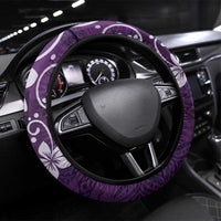 Plumeria Floral Tapa Pattern Amethyst Purple Steering Wheel Cover