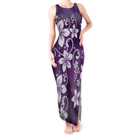 Plumeria Floral Tapa Pattern Amethyst Purple Tank Maxi Dress
