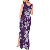 Plumeria Floral Tapa Pattern Amethyst Purple Tank Maxi Dress