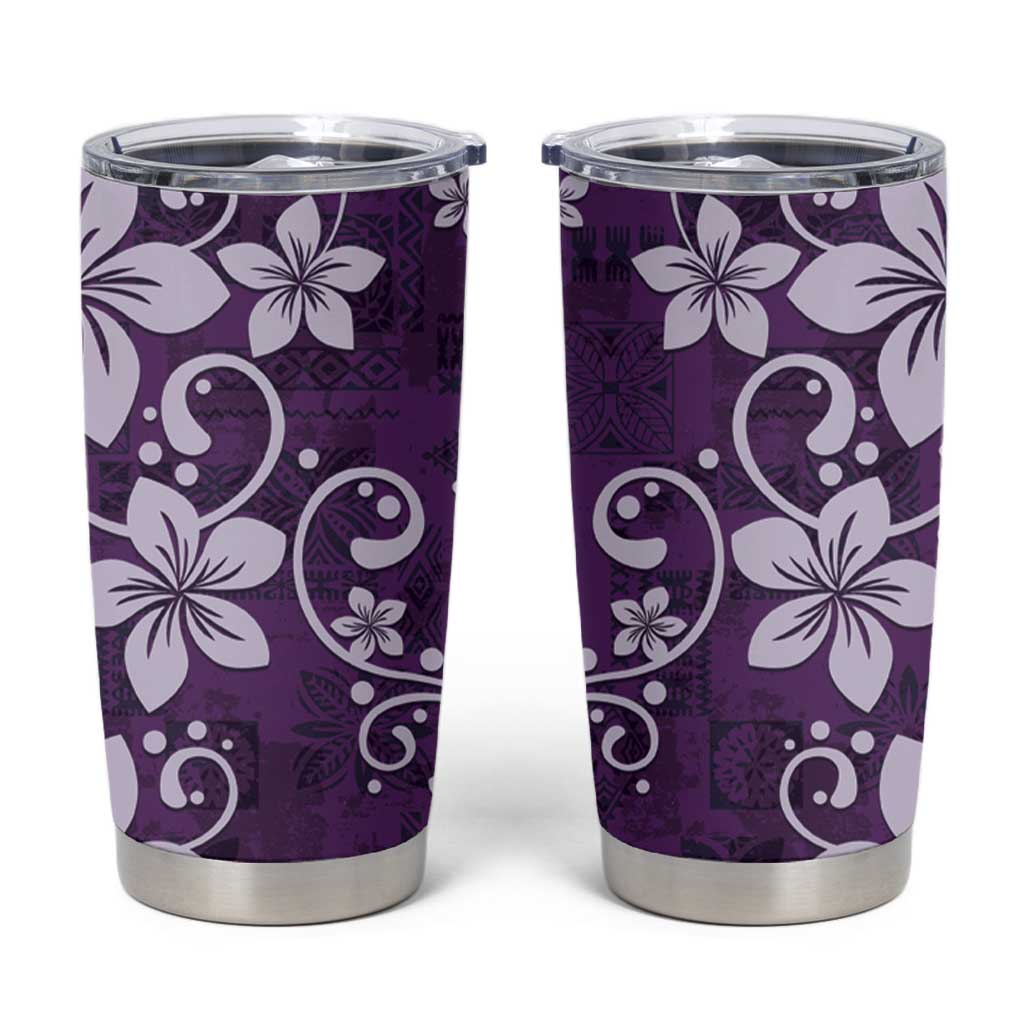 Plumeria Floral Tapa Pattern Amethyst Purple Tumbler Cup