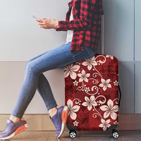 Plumeria Floral Tapa Pattern Oxblood Red Luggage Cover LT01 - Polynesian Pride