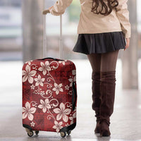 Plumeria Floral Tapa Pattern Oxblood Red Luggage Cover LT01 - Polynesian Pride