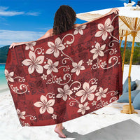 Plumeria Floral Tapa Pattern Oxblood Red Sarong