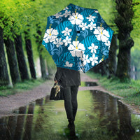 Blue Hawaiian Hibiscus Monstera Umbrella Grunge Stylized LT01 - Polynesian Pride