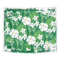 Green Hawaiian Hibiscus Monstera Tapestry Grunge Stylized LT01 - Polynesian Pride