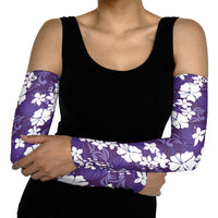 Purple Hawaiian Hibiscus Monstera Arm Sleeves Grunge Stylized LT01 - Polynesian Pride