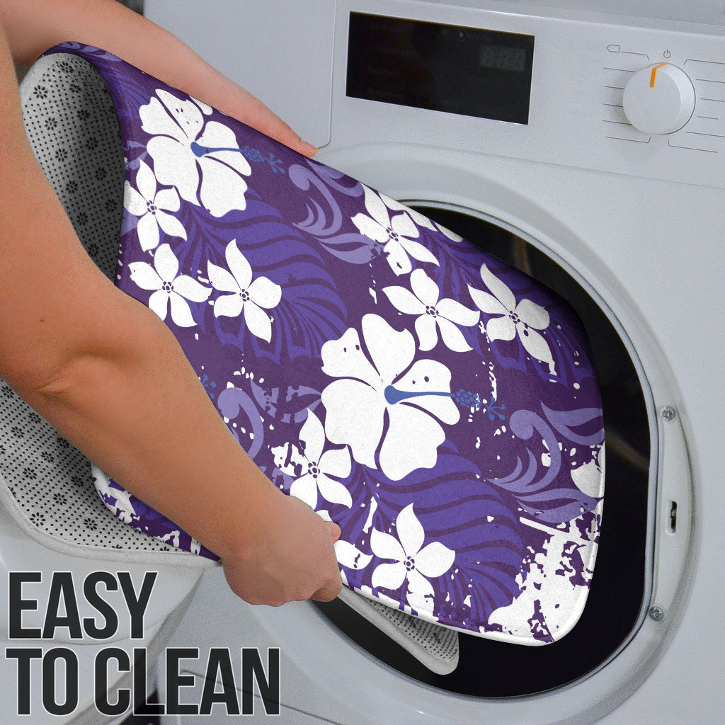 Purple Hawaiian Hibiscus Monstera Bathroom Set Grunge Stylized LT01 - Polynesian Pride