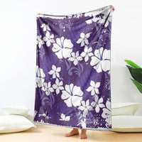 Purple Hawaiian Hibiscus Monstera Blanket Grunge Stylized LT01 - Polynesian Pride