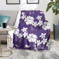 Purple Hawaiian Hibiscus Monstera Blanket Grunge Stylized LT01 - Polynesian Pride