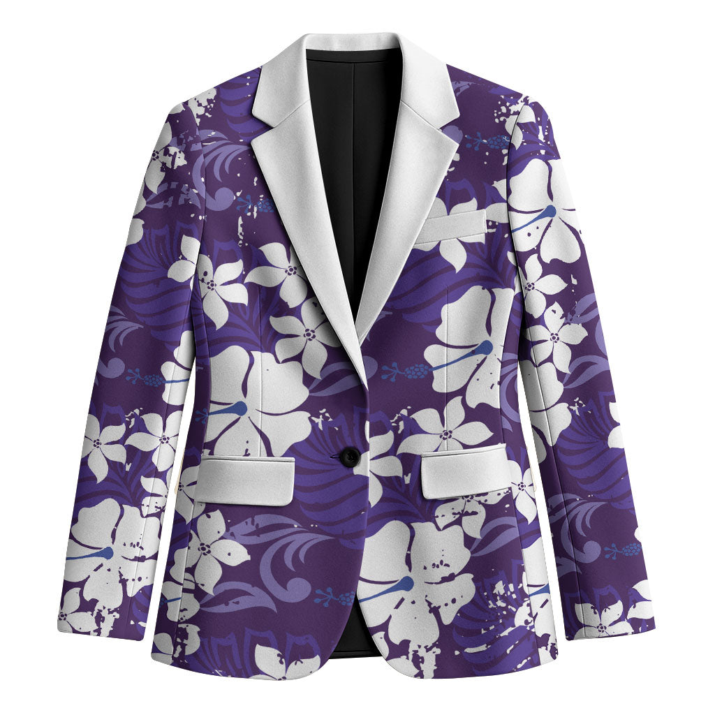 Purple Hawaiian Hibiscus Monstera Blazer Grunge Stylized LT01 Unisex Purple - Polynesian Pride