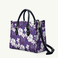 Purple Hawaiian Hibiscus Monstera Leather Bag Grunge Stylized LT01 Purple - Polynesian Pride