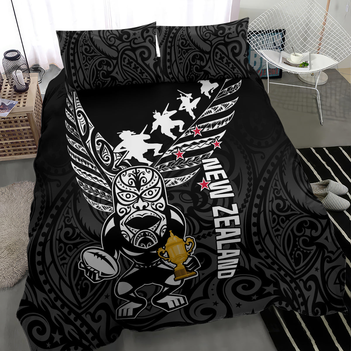 New Zealand Silver Fern Rugby Bedding Set Aotearoa Champion 2023 World Cup LT01 - Polynesian Pride