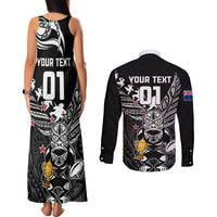 Custom New Zealand Silver Fern Rugby Couples Matching Tank Maxi Dress and Long Sleeve Button Shirt Aotearoa Champion 2023 World Cup LT01 - Polynesian Pride