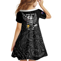 Custom New Zealand Silver Fern Rugby Kid Short Sleeve Dress Aotearoa Champion 2023 World Cup LT01 - Polynesian Pride
