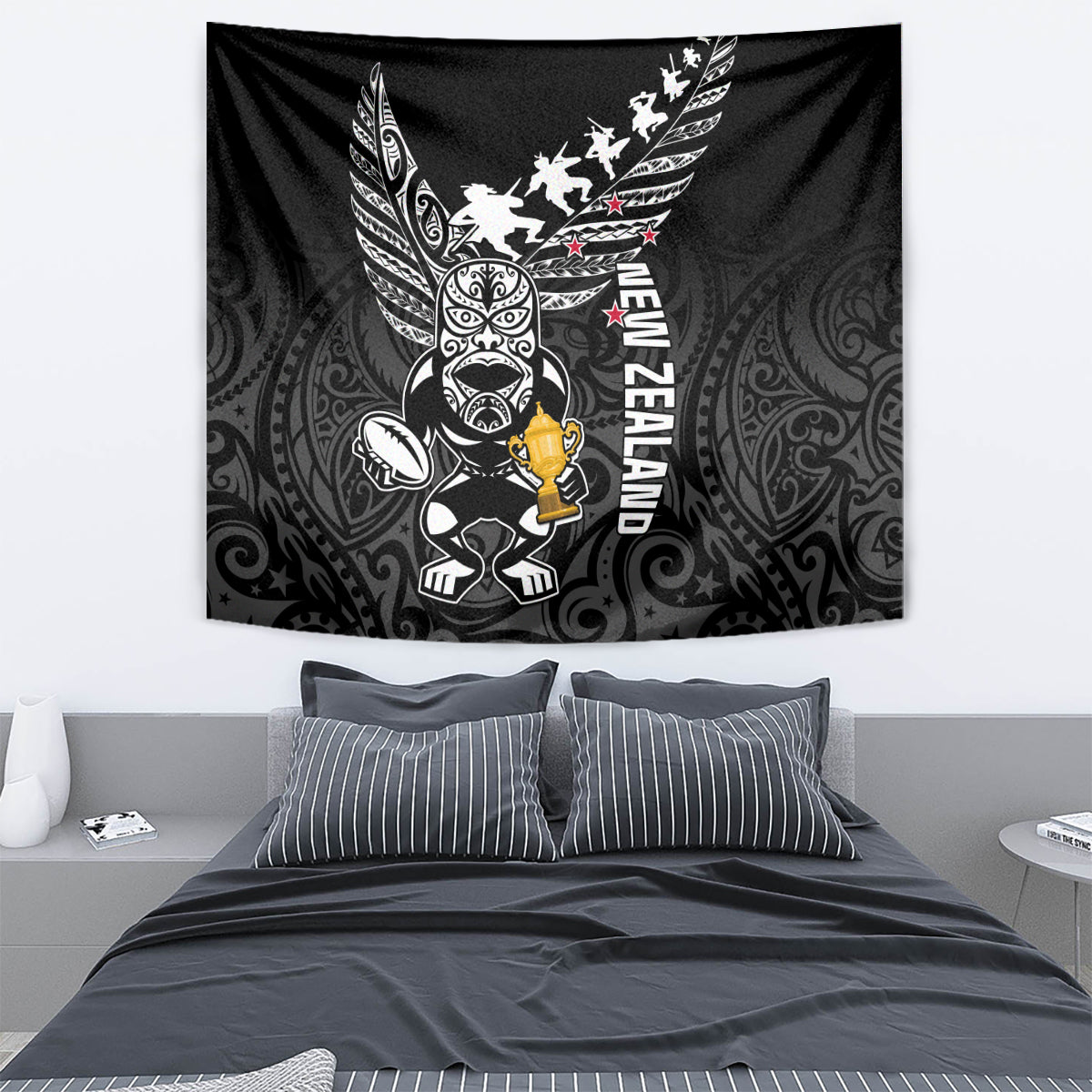 New Zealand Silver Fern Rugby Tapestry Aotearoa Champion 2023 World Cup LT01 - Polynesian Pride