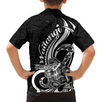 New Zealand Waitangi Day Family Matching Off Shoulder Short Dress and Hawaiian Shirt Aotearoa Te Tiriti O Waitangi Kiwi Black Version LT01 - Polynesian Pride