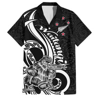 New Zealand Waitangi Day Family Matching Short Sleeve Bodycon Dress and Hawaiian Shirt Aotearoa Te Tiriti O Waitangi Kiwi Black Version LT01 Dad's Shirt - Short Sleeve Black - Polynesian Pride