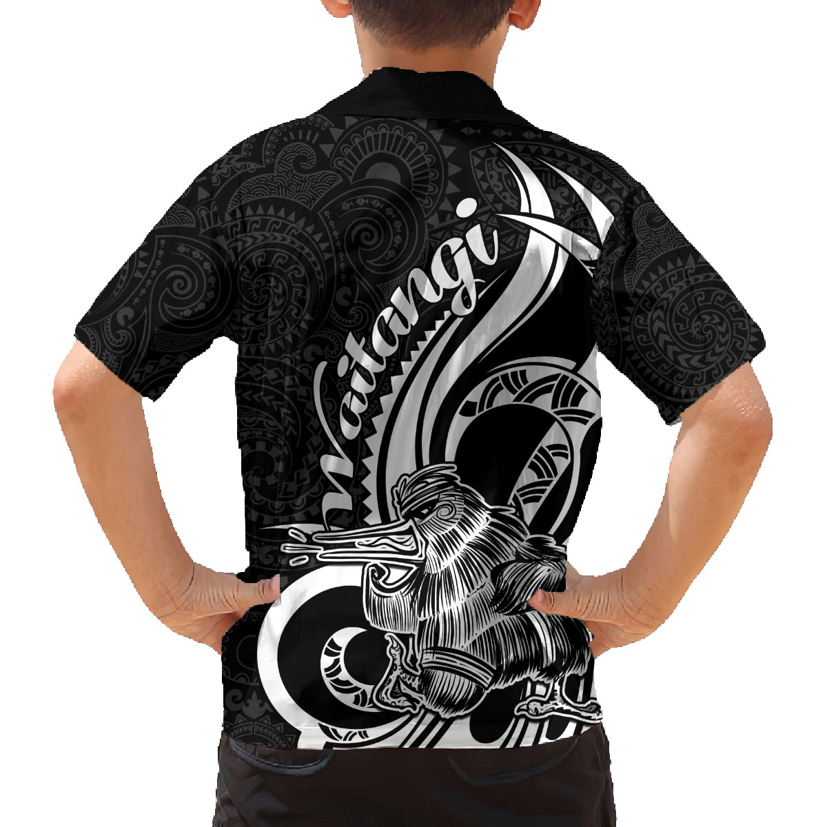 New Zealand Waitangi Day Family Matching Summer Maxi Dress and Hawaiian Shirt Aotearoa Te Tiriti O Waitangi Kiwi Black Version LT01 - Polynesian Pride