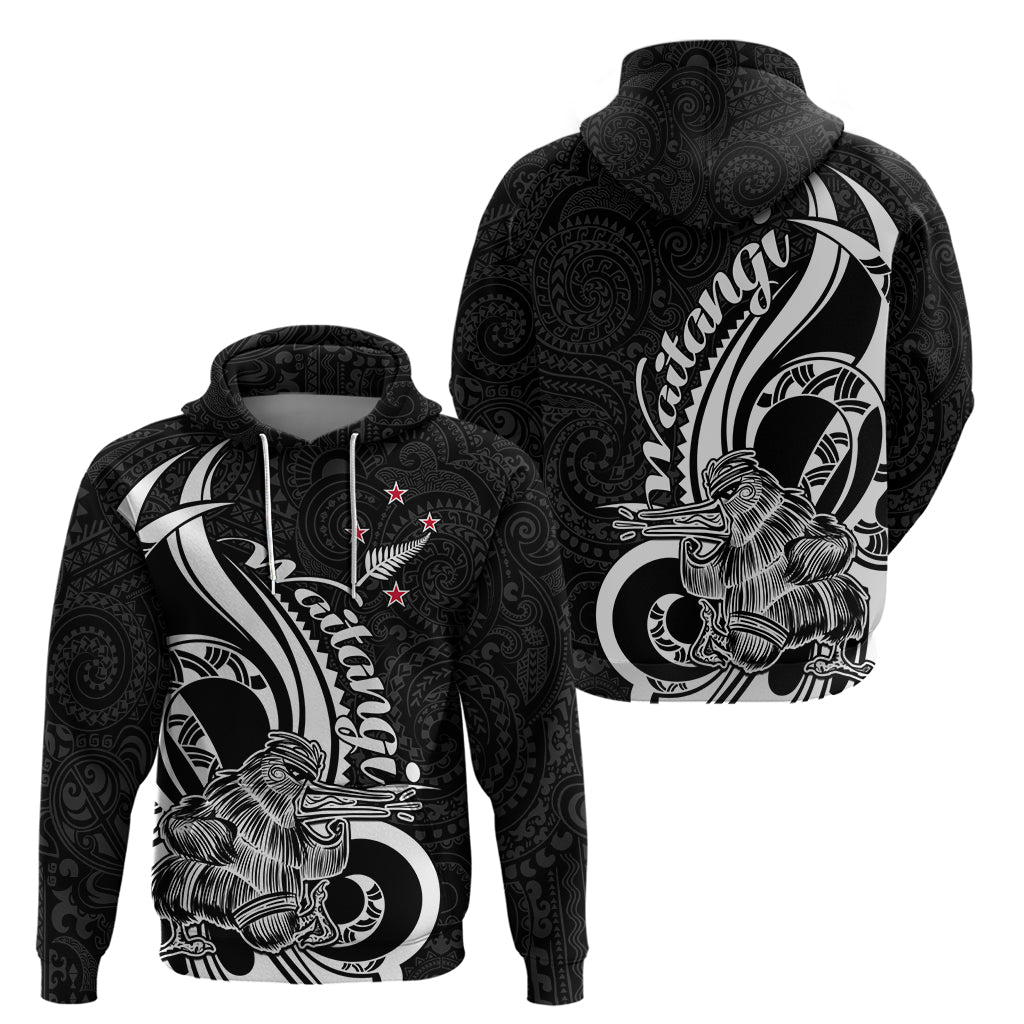New Zealand Waitangi Day Hoodie Aotearoa Te Tiriti O Waitangi Kiwi Black Version LT01 - Polynesian Pride