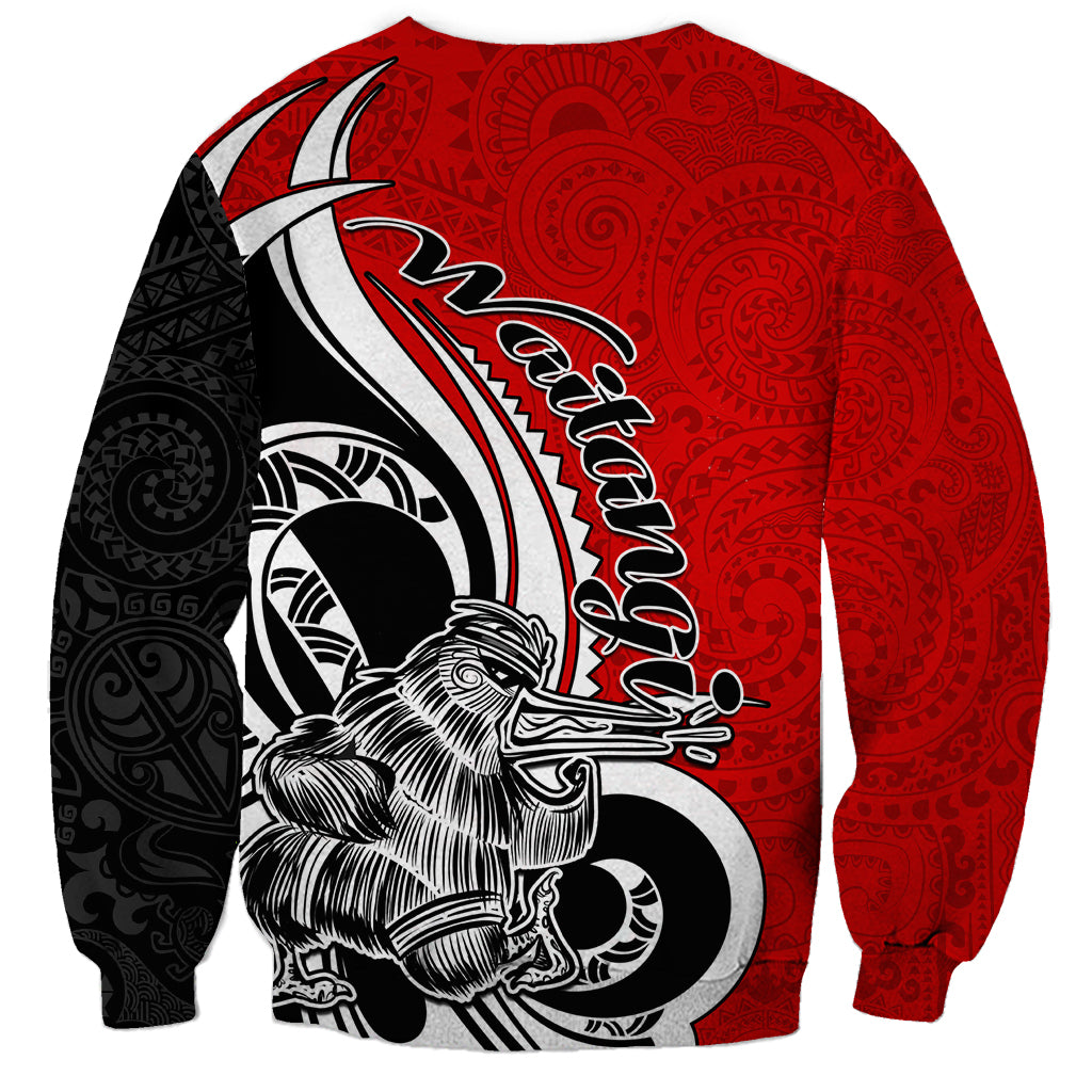 New Zealand Waitangi Day Sweatshirt Aotearoa Te Tiriti O Waitangi Kiwi Red Version LT01 - Polynesian Pride