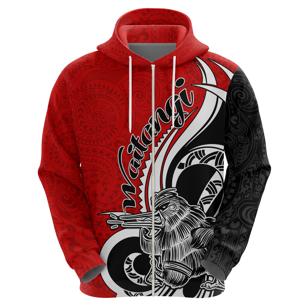 New Zealand Waitangi Day Zip Hoodie Aotearoa Te Tiriti O Waitangi Kiwi Red Version LT01 - Polynesian Pride