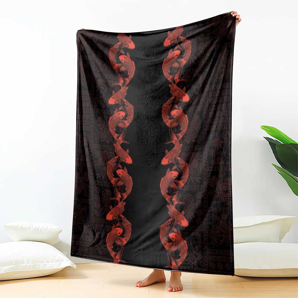 Hawaii Japan Koi Fish Red Blanket Tapa Pattern LT01 - Polynesian Pride