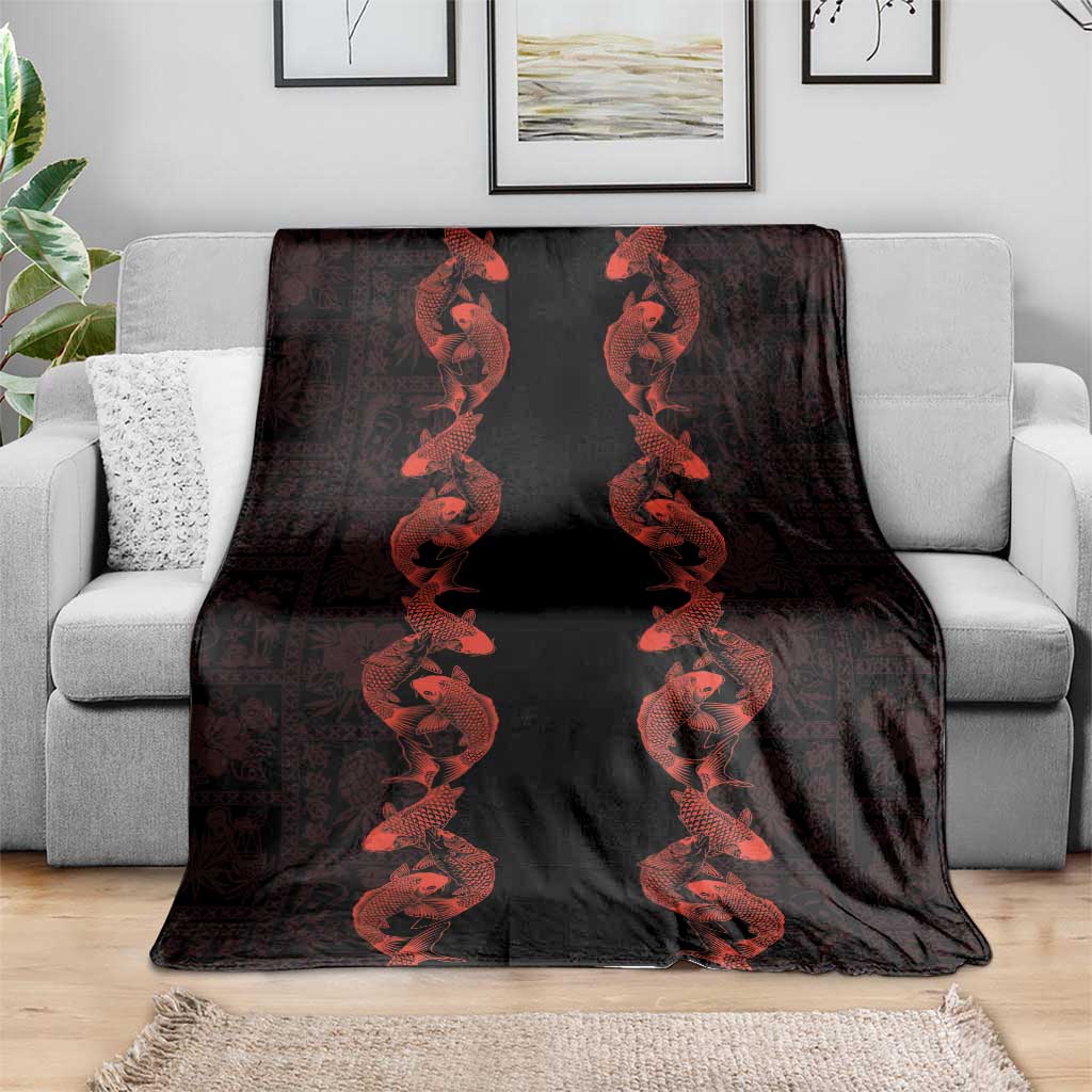 Hawaii Japan Koi Fish Red Blanket Tapa Pattern LT01 - Polynesian Pride