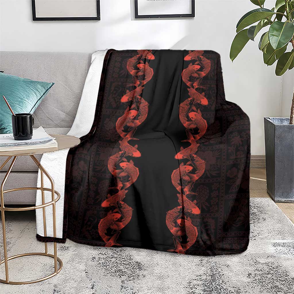 Hawaii Japan Koi Fish Red Blanket Tapa Pattern LT01 - Polynesian Pride