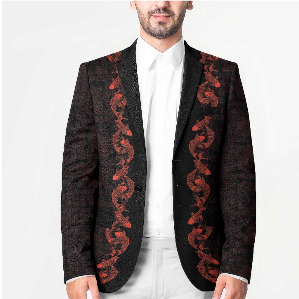 Hawaii Japan Koi Fish Red Blazer Tapa Pattern LT01 - Polynesian Pride