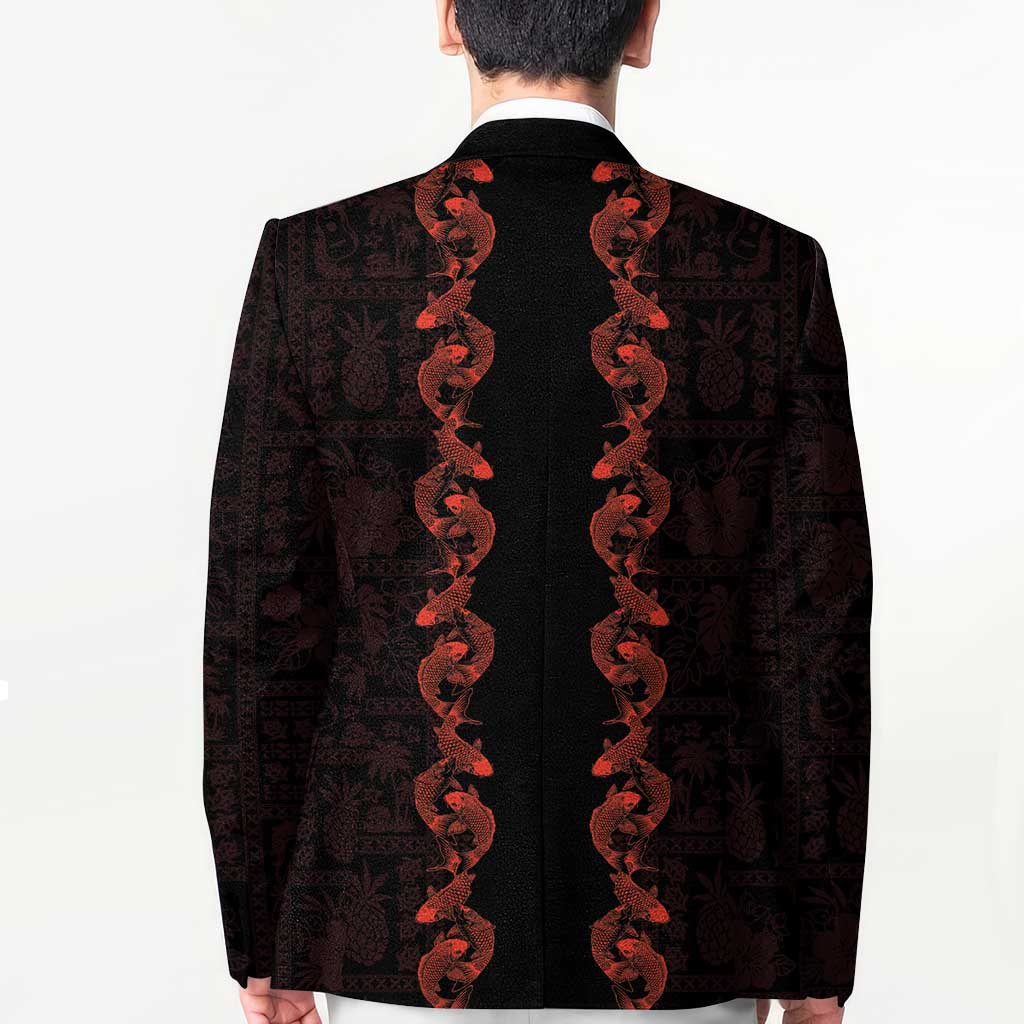 Hawaii Japan Koi Fish Red Blazer Tapa Pattern LT01 - Polynesian Pride