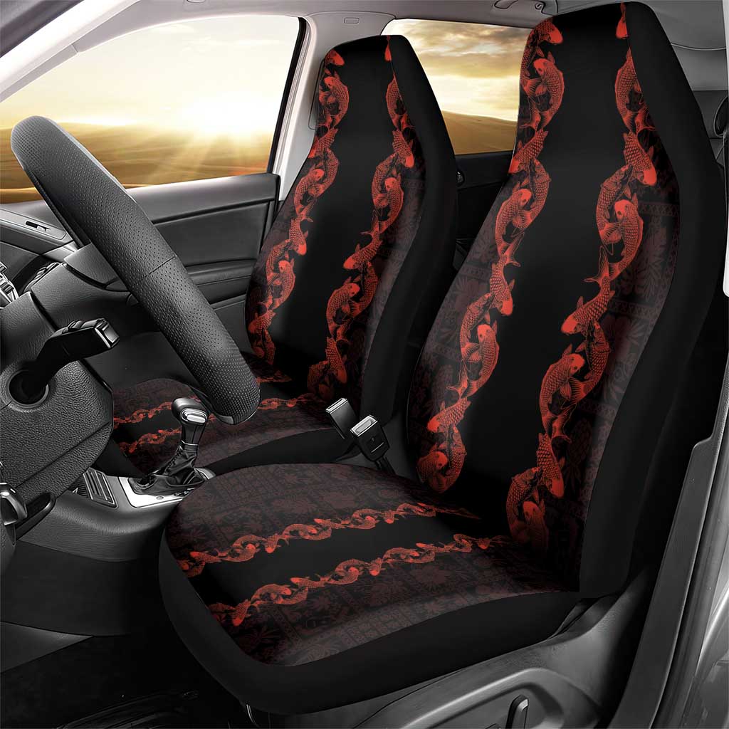 Hawaii Japan Koi Fish Red Car Seat Cover Tapa Pattern LT01 - Polynesian Pride