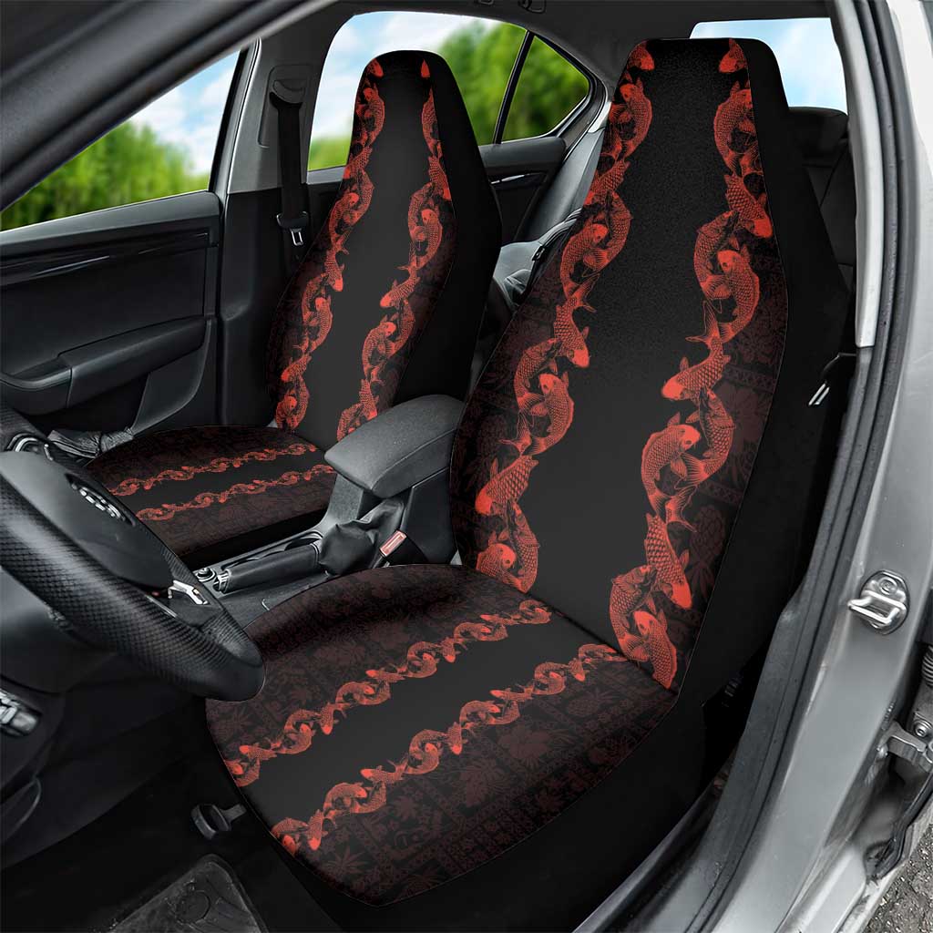 Hawaii Japan Koi Fish Red Car Seat Cover Tapa Pattern LT01 - Polynesian Pride