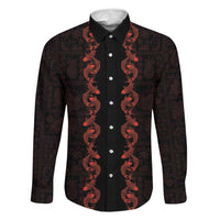 Hawaii Japan Koi Fish Red Family Matching Off Shoulder Short Dress and Hawaiian Shirt Tapa Pattern - Polynesian Pride